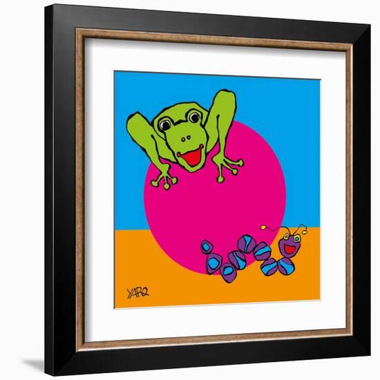 Frog and Caterpillar-Yaro-Framed Art Print