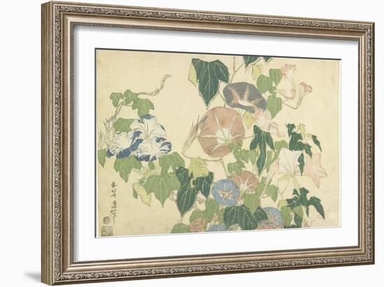 Frog and Morning Glories, C. 1832-Katsushika Hokusai-Framed Giclee Print