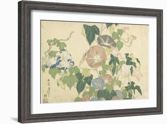 Frog and Morning Glories, C. 1832-Katsushika Hokusai-Framed Giclee Print