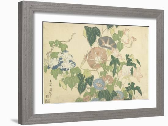 Frog and Morning Glories, C. 1832-Katsushika Hokusai-Framed Giclee Print