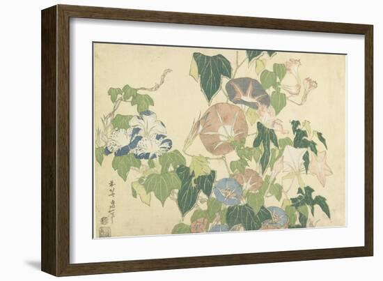 Frog and Morning Glories, C. 1832-Katsushika Hokusai-Framed Giclee Print