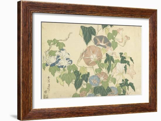 Frog and Morning Glories, C. 1832-Katsushika Hokusai-Framed Giclee Print