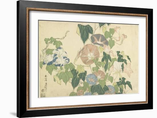 Frog and Morning Glories, C. 1832-Katsushika Hokusai-Framed Giclee Print