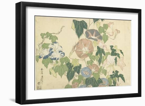 Frog and Morning Glories, C. 1832-Katsushika Hokusai-Framed Giclee Print