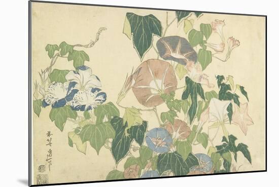 Frog and Morning Glories, C. 1832-Katsushika Hokusai-Mounted Giclee Print