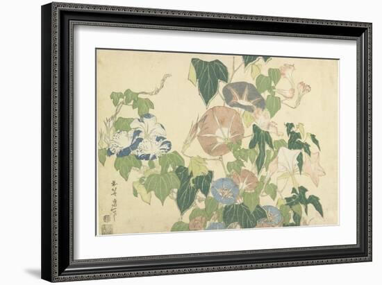 Frog and Morning Glories, C. 1832-Katsushika Hokusai-Framed Giclee Print