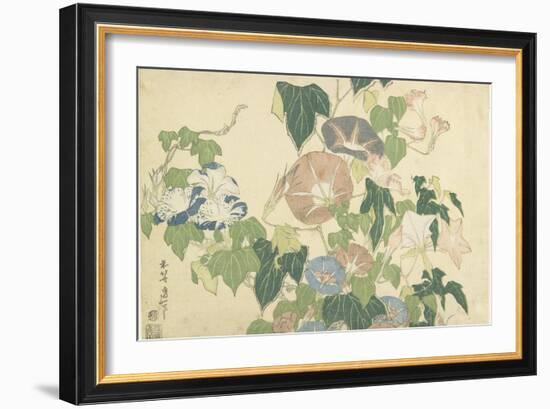 Frog and Morning Glories, C. 1832-Katsushika Hokusai-Framed Giclee Print