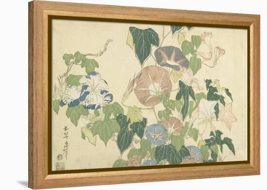 Frog and Morning Glories, C. 1832-Katsushika Hokusai-Framed Premier Image Canvas