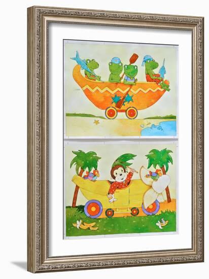 Frog boat and monkey car-Christian Kaempf-Framed Giclee Print