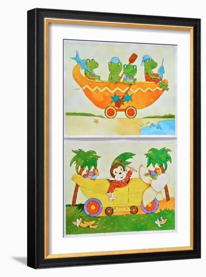 Frog boat and monkey car-Christian Kaempf-Framed Giclee Print