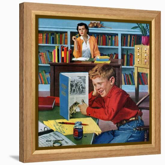 "Frog in the Library", February 25, 1956-Richard Sargent-Framed Premier Image Canvas