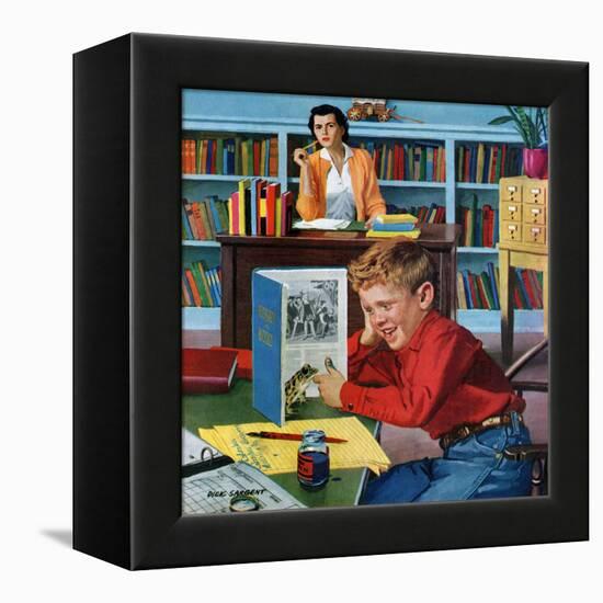 "Frog in the Library", February 25, 1956-Richard Sargent-Framed Premier Image Canvas