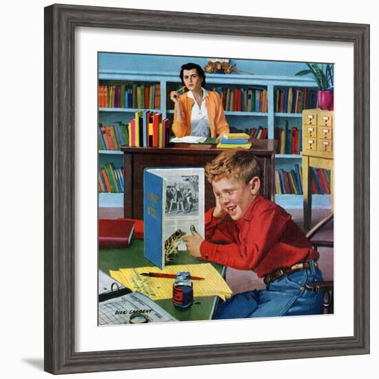 "Frog in the Library", February 25, 1956-Richard Sargent-Framed Giclee Print