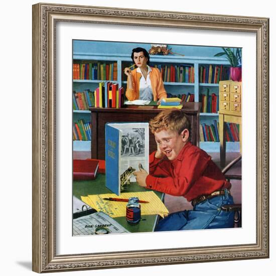 "Frog in the Library", February 25, 1956-Richard Sargent-Framed Giclee Print