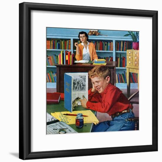 "Frog in the Library", February 25, 1956-Richard Sargent-Framed Giclee Print