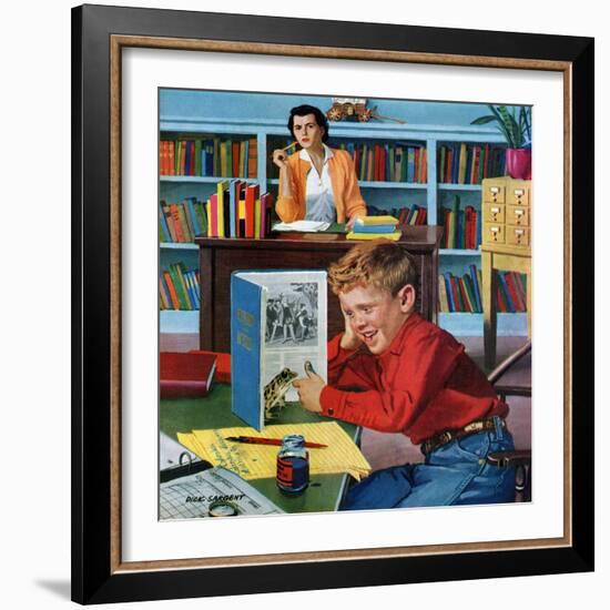 "Frog in the Library", February 25, 1956-Richard Sargent-Framed Giclee Print