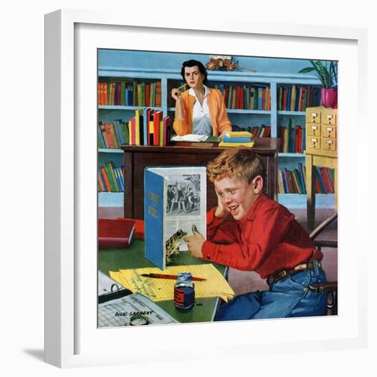 "Frog in the Library", February 25, 1956-Richard Sargent-Framed Giclee Print