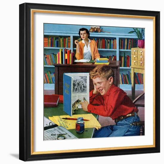 "Frog in the Library", February 25, 1956-Richard Sargent-Framed Giclee Print