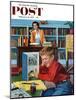 "Frog in the Library" Saturday Evening Post Cover, February 25, 1956-Richard Sargent-Mounted Giclee Print