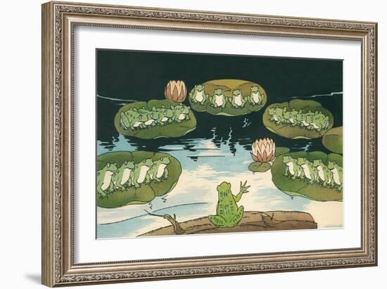 Frog Leading Swamp Chorus-null-Framed Art Print