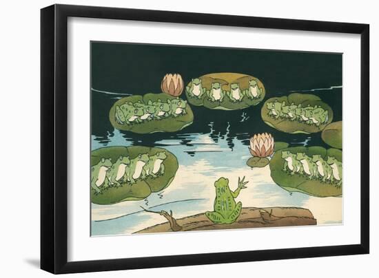 Frog Leading Swamp Chorus-null-Framed Art Print