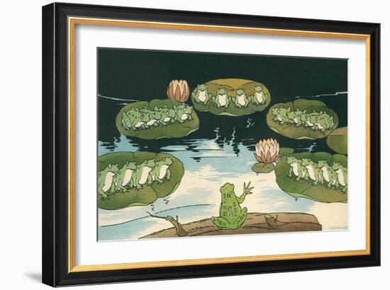 Frog Leading Swamp Chorus-null-Framed Art Print