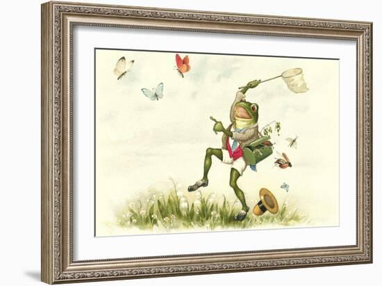 Frog Lepidopterist-null-Framed Premium Giclee Print