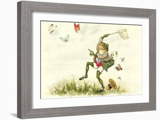 Frog Lepidopterist-null-Framed Art Print