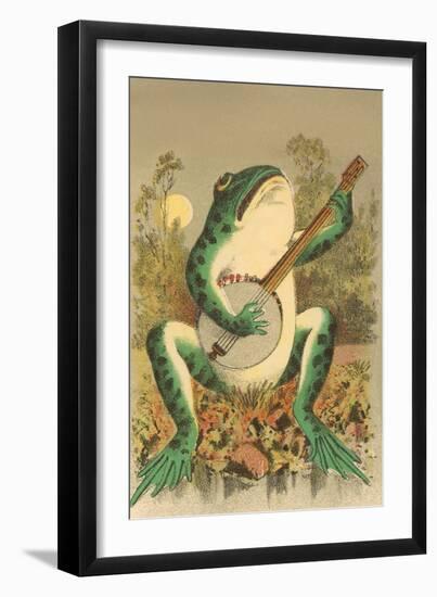 Frog Playing Banjo in Moonlight--Framed Art Print