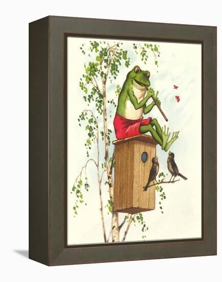 Frog Playing Flute-null-Framed Stretched Canvas