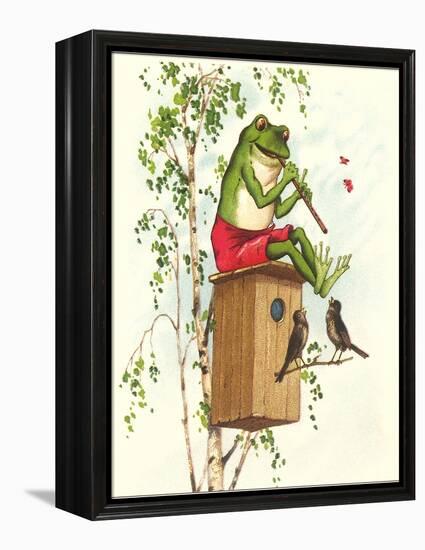 Frog Playing Flute-null-Framed Stretched Canvas