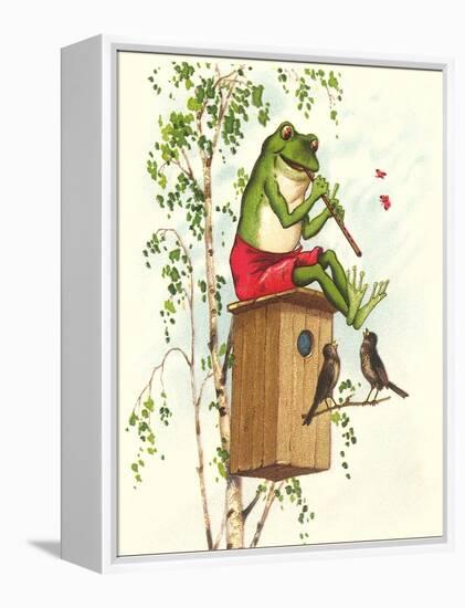 Frog Playing Flute-null-Framed Stretched Canvas