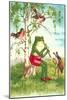 Frog Playing Flute-null-Mounted Art Print