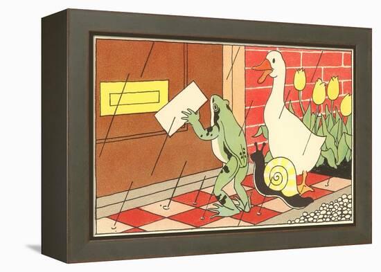 Frog, Snail and Duck with Letter-null-Framed Stretched Canvas