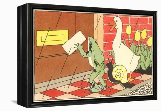 Frog, Snail and Duck with Letter-null-Framed Stretched Canvas