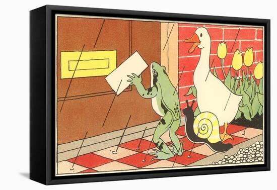 Frog, Snail and Duck with Letter-null-Framed Stretched Canvas