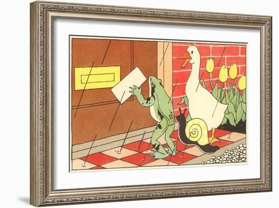 Frog, Snail and Duck with Letter-null-Framed Art Print