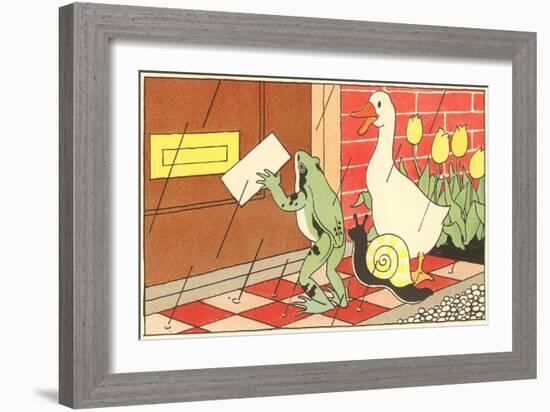 Frog, Snail and Duck with Letter--Framed Art Print