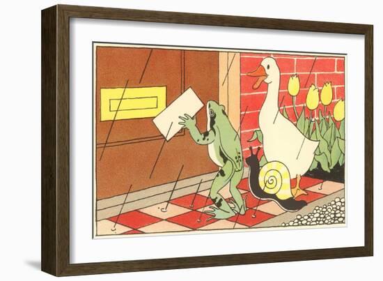 Frog, Snail and Duck with Letter-null-Framed Art Print