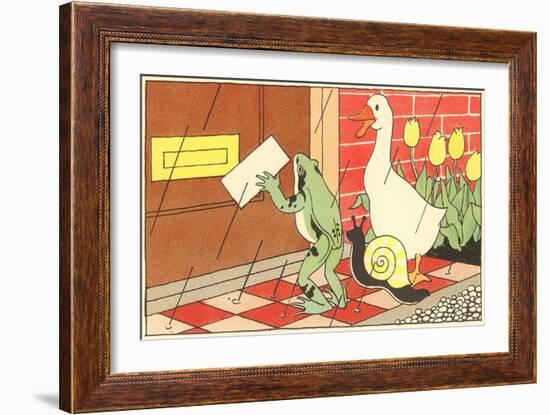 Frog, Snail and Duck with Letter-null-Framed Art Print