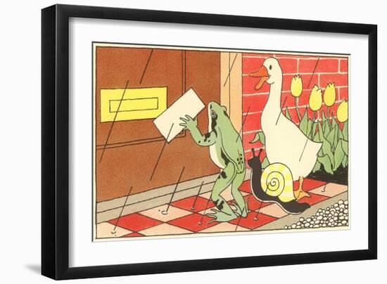 Frog, Snail and Duck with Letter-null-Framed Art Print