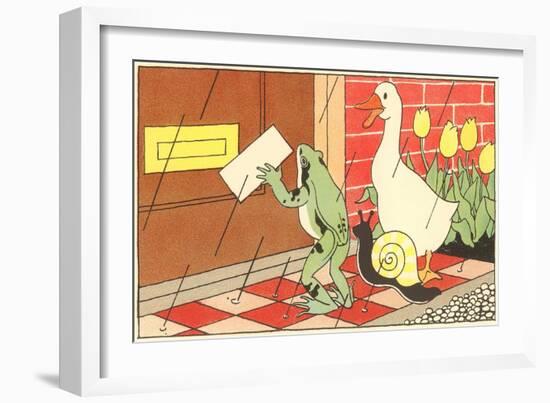 Frog, Snail and Duck with Letter-null-Framed Art Print