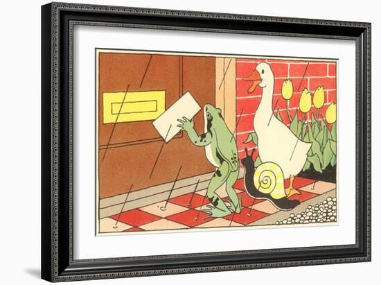 Frog, Snail and Duck with Letter-null-Framed Art Print