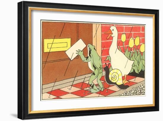 Frog, Snail and Duck with Letter-null-Framed Art Print