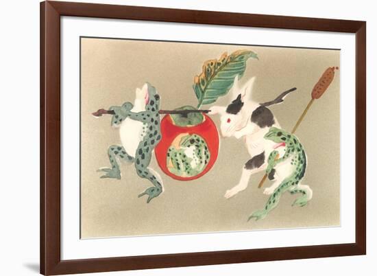 Frogs and Rabbit Carrying Palanquin-null-Framed Art Print