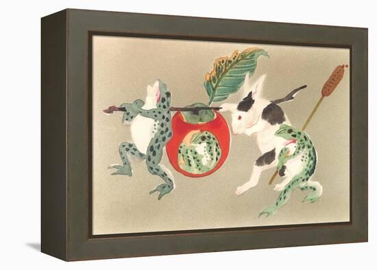 Frogs and Rabbit Carrying Palanquin-null-Framed Stretched Canvas