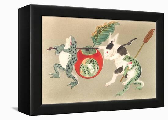 Frogs and Rabbit Carrying Palanquin-null-Framed Stretched Canvas