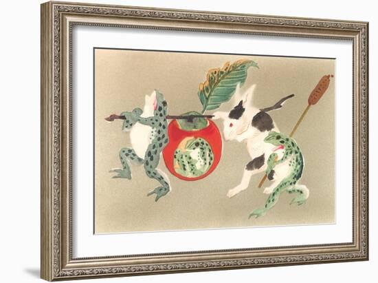 Frogs and Rabbit Carrying Palanquin-null-Framed Art Print