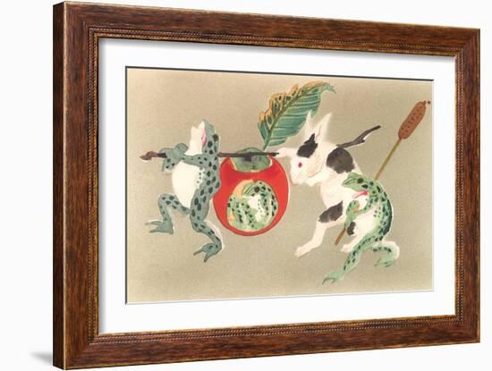 Frogs and Rabbit Carrying Palanquin-null-Framed Art Print