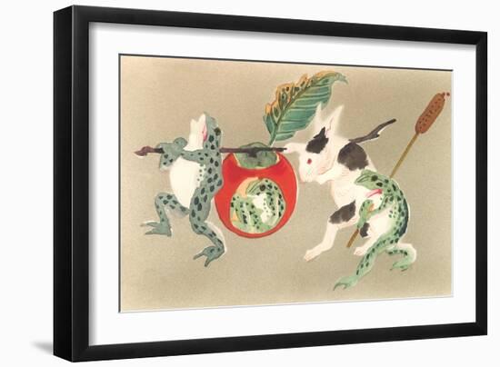 Frogs and Rabbit Carrying Palanquin-null-Framed Art Print